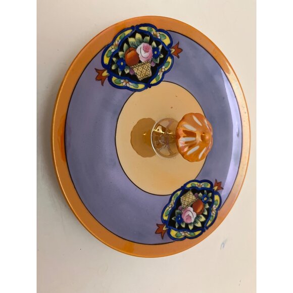 Noritake. Peach Lusterware Tid Bit Tray Center Handle Hand Painted 6” - Picture 3 of 6